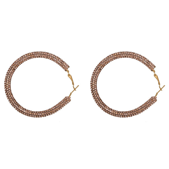 Women's Geometric Rhinestone Large Circle Purely Handmade Earrings