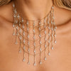 Women's Geometric Rhinestone Multilayer Tassel Necklace With Sparkling Mesh Chain Copper Alloy Plated Minimalist Statement Jewelry