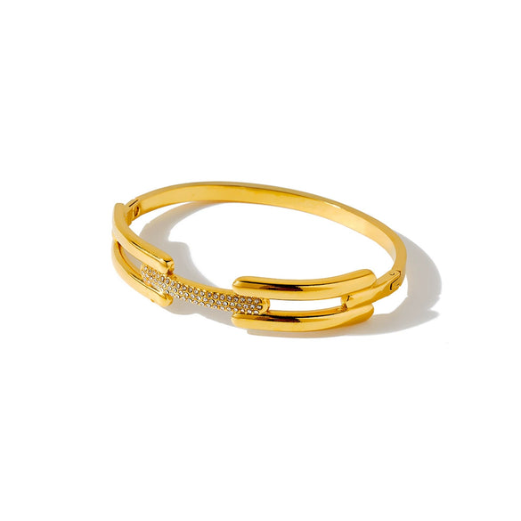 Women's Geometric Rhinestone Stainless Steel Bracelet With 18K Vacuum Plating Simple Fashion Jewelry