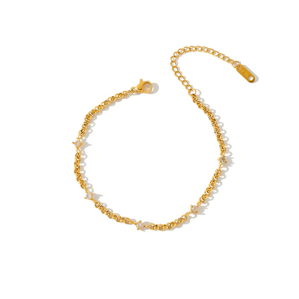 Women's Geometric Rhinestone Stainless Steel Bracelet With 18K Vacuum Plating Simple Light Luxury Fashion Jewelry