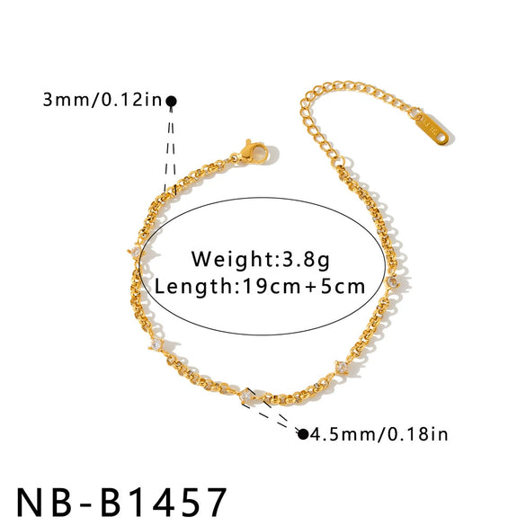 Women's Geometric Rhinestone Stainless Steel Bracelet With 18K Vacuum Plating Simple Light Luxury Fashion Jewelry