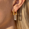 Women's Geometric Rhinestone Stainless Steel Earrings With Electroplated Finish Elegant Light Luxury Non Fading Clip On Style Jewelry