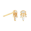 Women's Geometric Round And Marquise Zircon Inlaid Copper Earrings With Silver Needles Electroplated Light Luxury Stacked Earrings