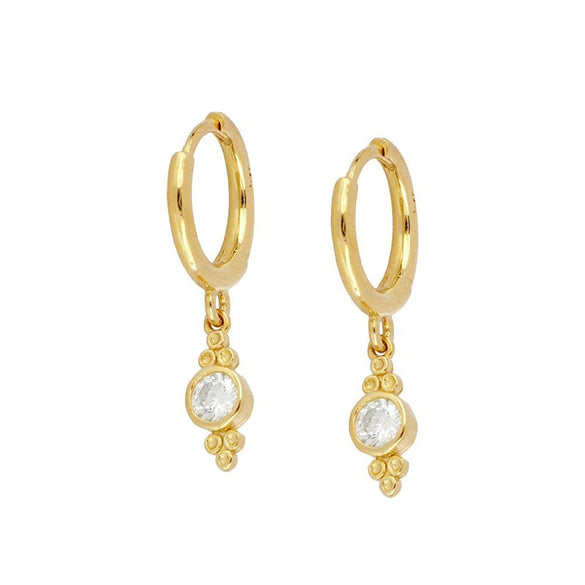 Women's Geometric Round And U Shaped Zircon Earrings With Silver Needle And Copper Electroplated Retro Fashion Jewelry