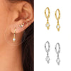 Women's Geometric Round And U Shaped Zircon Earrings With Silver Needle And Copper Electroplated Retro Fashion Jewelry