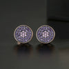 Women's Geometric Round Copper Earrings With Zircon Inlay And Electroplated Finish Fashion Jewelry Wholesale