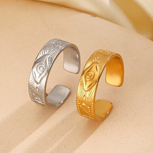Women's Geometric Round Stainless Steel Ring With Electroplating And Joker Design