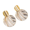 Women's Geometric Round Statement Earrings With Retro Textured Electroplated Metal Finish