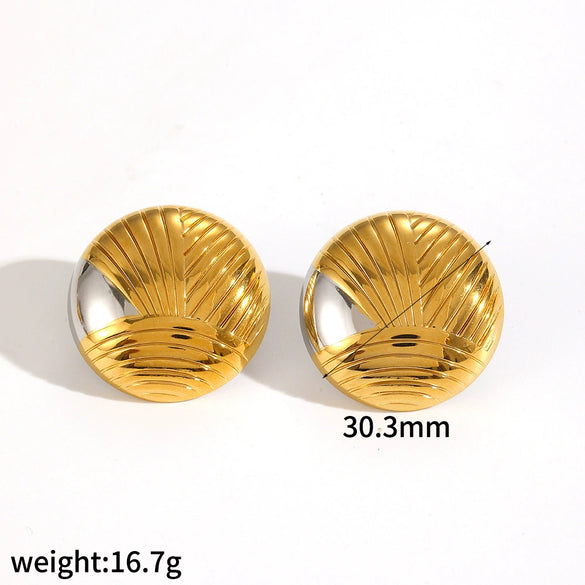 Women's Geometric Round Titanium Steel And Stainless Steel 18K Gold Electroplated Earrings Fashion Simple Design
