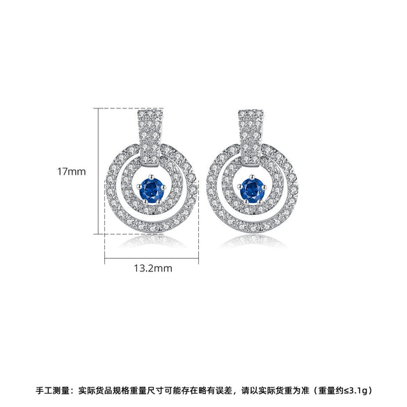 Women's Geometric Round Zircon Copper Earrings With A Distinctive Fashion Jewelry Design
