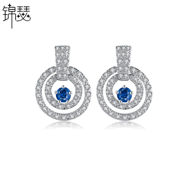 Women's Geometric Round Zircon Copper Earrings With A Distinctive Fashion Jewelry Design