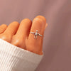 Women's Geometric S925 Sterling Silver Cross Zircon Ring With Electroplating
