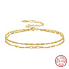 Women's Geometric S925 Sterling Silver Electroplated Double Stacked Bracelet