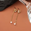Women's Geometric S925 Sterling Silver Pearl And Zircon Stud Earrings With Electroplated Finish