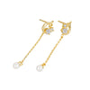 Women's Geometric S925 Sterling Silver Pearl And Zircon Stud Earrings With Electroplated Finish