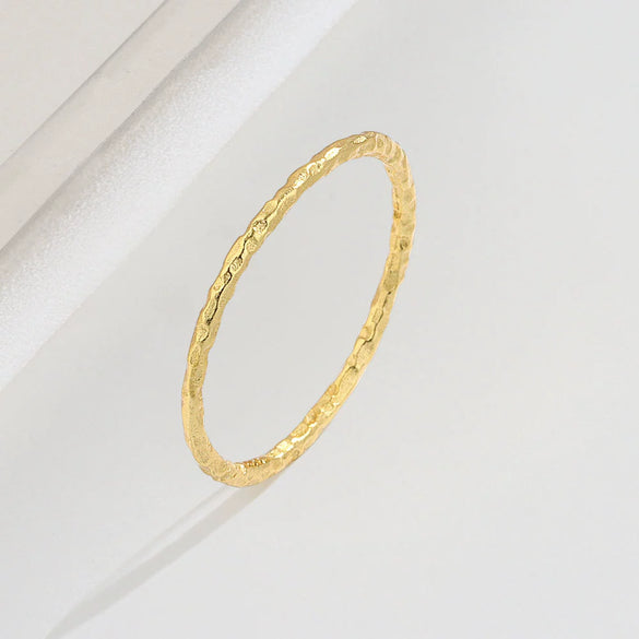 Women's Geometric S925 Sterling Silver Ring With Gold And Silver Foil Texture Electroplated Fine Jewelry