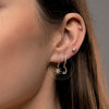 Women's Geometric Silver Needle And Copper Ear Stud Earrings With Inlaid Zircon Star And Moon Design
