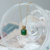 Women's Geometric Small Square Necklace In Titanium Steel With Natural Green Aventurine And Blue Sandstone Electroplated Gold Color O Chain