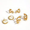 Women's Geometric Snakeshaped Stainless Steel And Titanium Steel Earrings With Diamond Encrusted And Pvd Furnace Vacuum Real Gold Plating