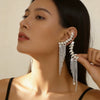 Women's Geometric Sparkling Rhinestone Tassel Earrings With Alloy Design And Stainless Steel Ear Needles Electroplated Stud And Clipon Styles