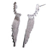 Women's Geometric Sparkling Rhinestone Tassel Earrings With Alloy Design And Stainless Steel Ear Needles Electroplated Stud And Clipon Styles