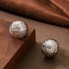 Women's Geometric Spherical Metal Earrings With Wrinkled Texture And Real Gold Plated Minimalist Design