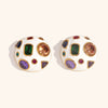 Women's Geometric Spherical Statement Earrings In Electroplated Stainless Steel With Colorful Zircon Accents