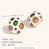 Women's Geometric Spherical Statement Earrings In Electroplated Stainless Steel With Colorful Zircon Accents