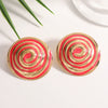 Women's Geometric Spiral Shell Drop Earrings With Drip Glaze Finish And Stainless Steel Posts Fashionable Statement Jewelry