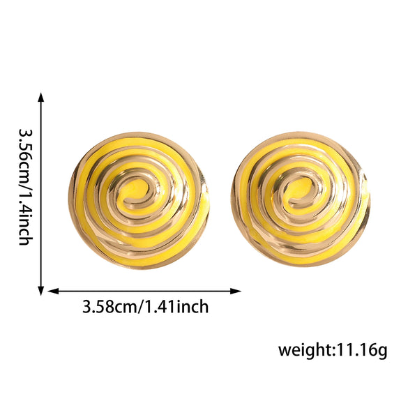 Women's Geometric Spiral Shell Drop Earrings With Drip Glaze Finish And Stainless Steel Posts Fashionable Statement Jewelry