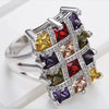 Women's Geometric Square Alloy Ring With Electroplated Finish Fashion Statement Hand Jewelry