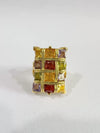 Women's Geometric Square Alloy Ring With Electroplated Finish Fashion Statement Hand Jewelry