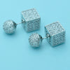 Women's Geometric Square And Spherical Copper Zircon Earrings With Electroplated Finish And Threedimensional Design