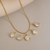 Women's Geometric Square And Teardrop Cubic Zirconia Pendant Necklace In Vacuumelectroplated Stainless Steel