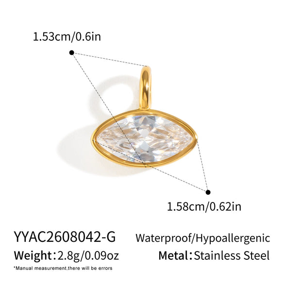Women's Geometric Square And Teardrop Cubic Zirconia Pendant Necklace In Vacuumelectroplated Stainless Steel