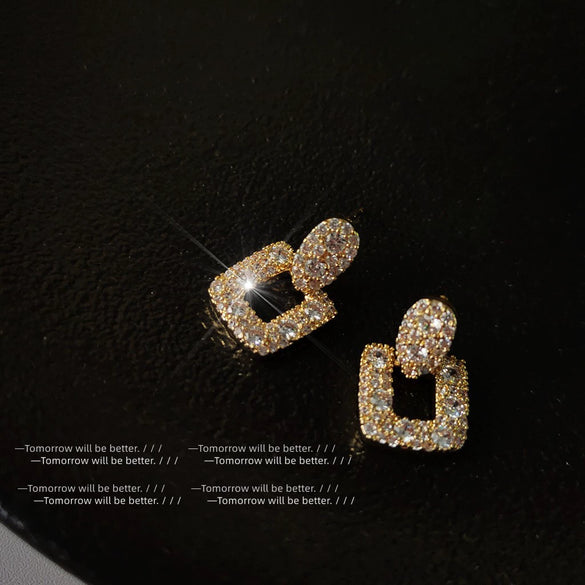 Women's Geometric Square Artificial Crystal Earrings Electroplated Fashion Statement Earrings