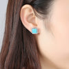 Women's Geometric Square Blue Zircon Earrings Electroplated Copper Fashion Jewelry