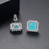 Women's Geometric Square Blue Zircon Earrings Electroplated Copper Fashion Jewelry