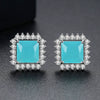 Women's Geometric Square Blue Zircon Earrings Electroplated Copper Fashion Jewelry