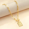Women's Geometric Square Cross Pendant Necklace With Copper Paperclip Clavicle Chain Electroplated Fashion Jewelry
