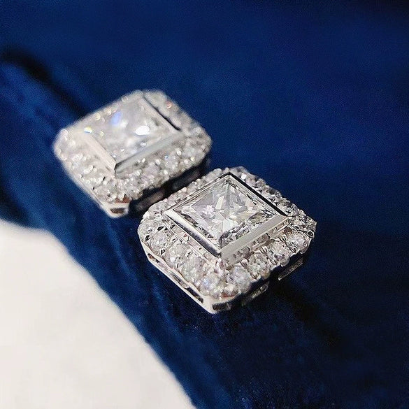 Women's Geometric Square Diamond Zircon Copper Earrings Jewelry