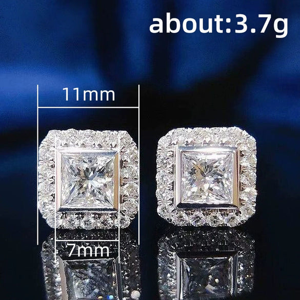 Women's Geometric Square Diamond Zircon Copper Earrings Jewelry