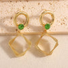Women's Geometric Square Drop Earrings With Layered Gradient Circle Design Alloy Construction And Electroplated Finish