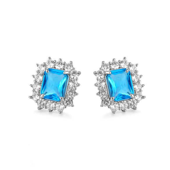 Women's Geometric Square Earrings In Environmental Protection Copper With Inlaid Colorful Zircon Antique Style Jewelry