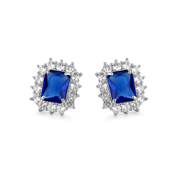 Women's Geometric Square Earrings In Environmental Protection Copper With Inlaid Colorful Zircon Antique Style Jewelry