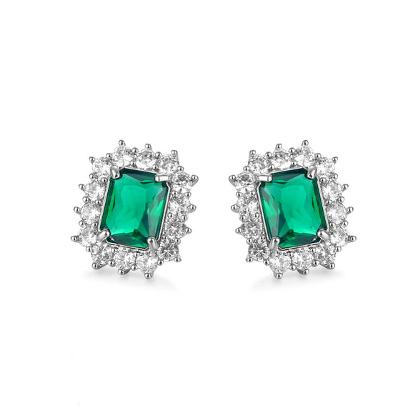 Women's Geometric Square Earrings In Environmental Protection Copper With Inlaid Colorful Zircon Antique Style Jewelry