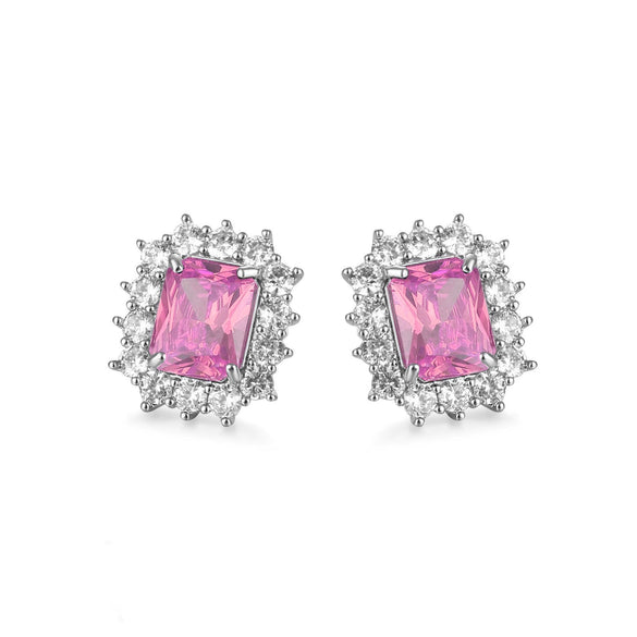 Women's Geometric Square Earrings In Environmental Protection Copper With Inlaid Colorful Zircon Antique Style Jewelry
