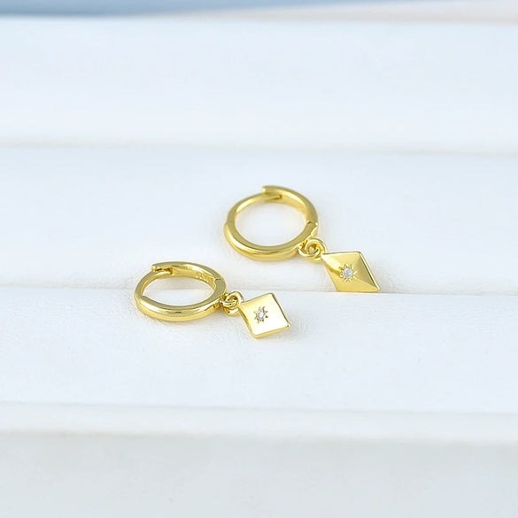 Women's Geometric Square Earrings With Silver Needle And Copper Electroplated Light Luxury Casual Ear Accessories
