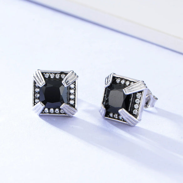 Women's Geometric Square Micro Inlaid Zircon Earrings In S925 Sterling Silver Fashion Jewelry