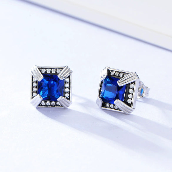 Women's Geometric Square Micro Inlaid Zircon Earrings In S925 Sterling Silver Fashion Jewelry